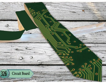 Circuit Board Tie, Men's Neck Tie, Printed circuit board Necktie .