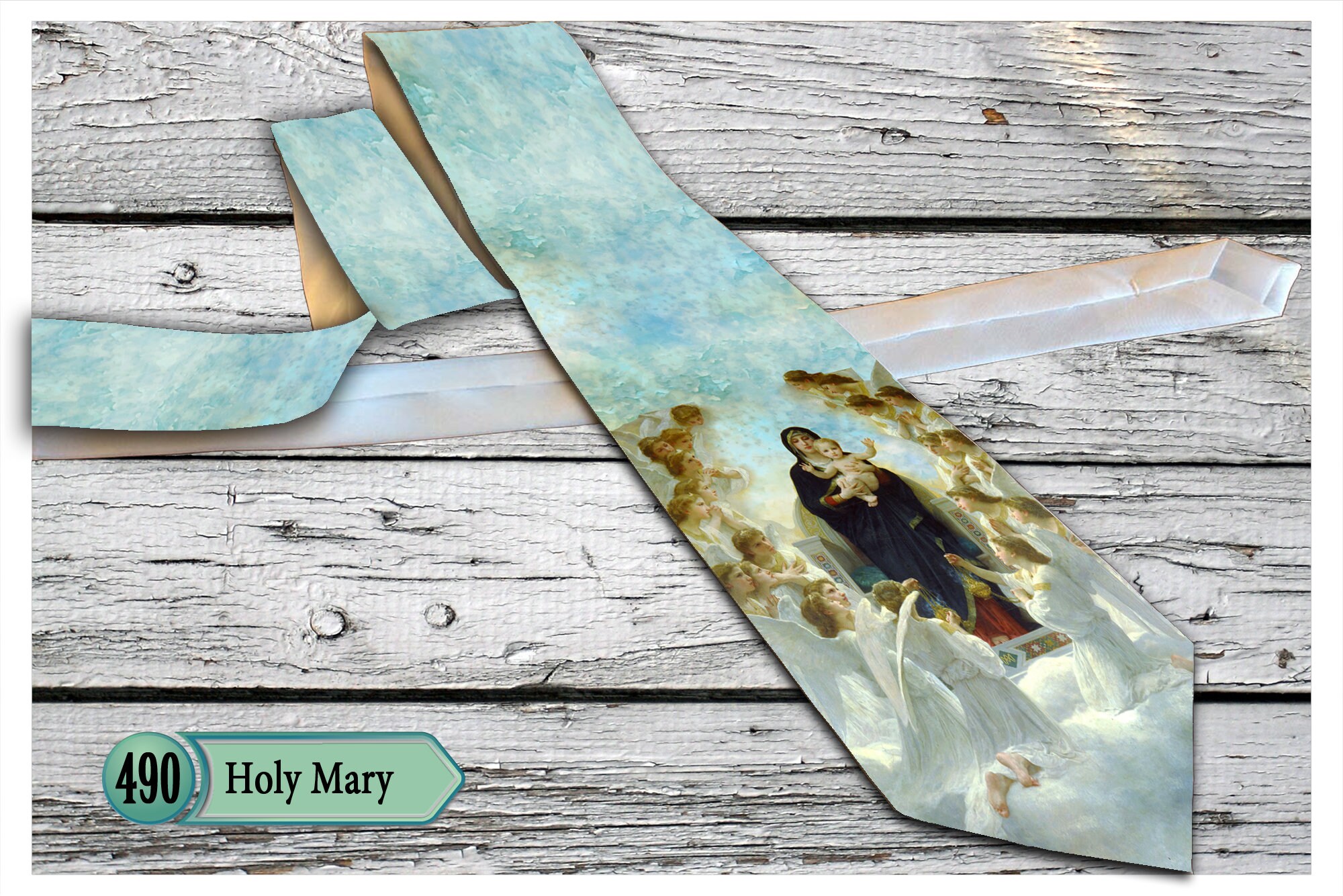 Blessed Mother Mary with Baby Jesus, Necktie  .