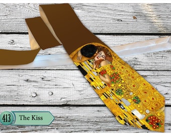 The Kiss Necktie, Vintage Gustav Klimt Necktie, ( 1907 ) Vintage Men Wedding Tie.