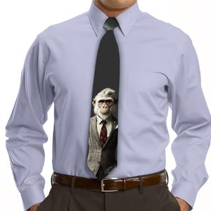 Monkey in a Suit Necktie  Stylish Dressed Up Animal Art Tie