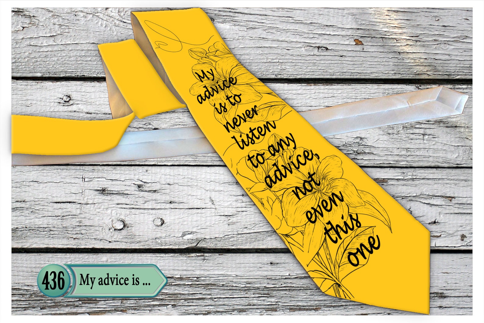 Funny Saying Necktie, Funny Sentence on Necktie, A Witty Joke Printed