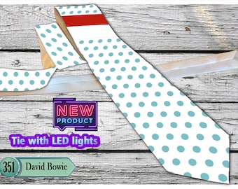 David Bowie - Life on Mars (1973), Icon tie, Ziggy Stardust, Men&#39;s necktie. with Option for Flashing Lights Inside the Tie.  Free Shipping