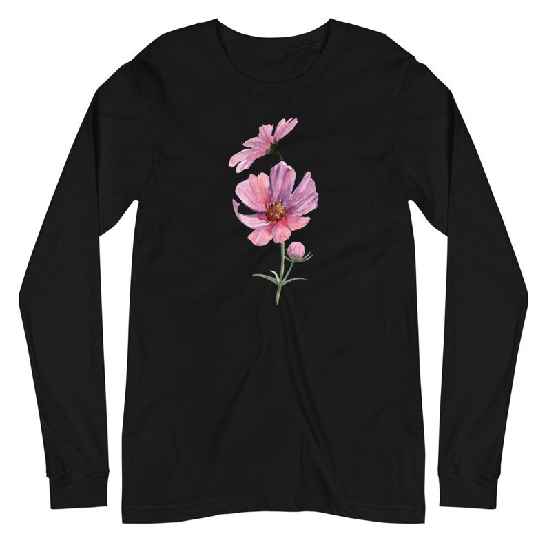 Long Sleeve Botanical Shirt Flower Long Sleeve Tshirt Women Etsy