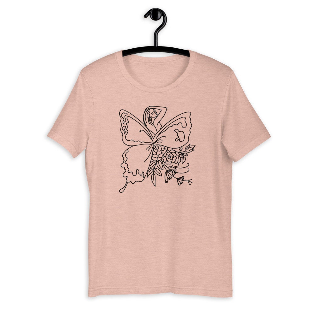 Butterfly Shirt Line Art Shirt Aesthetic Clothing Butterfly - Etsy
