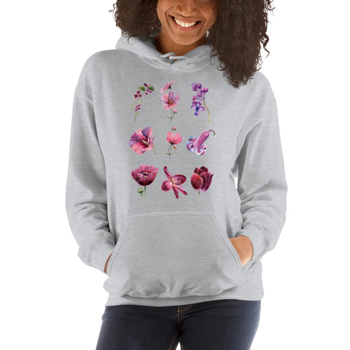 Flower Hoodie Botanical Hoodie Hoodies With Flowers Hooded Etsy UK