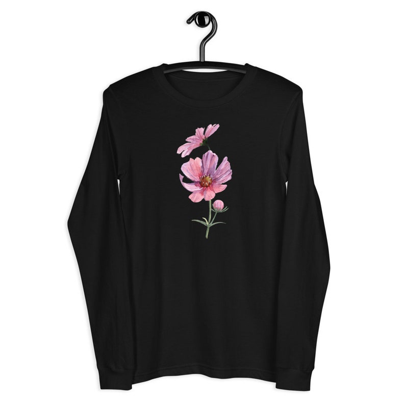 Long Sleeve Botanical Shirt Flower Long Sleeve Tshirt Women Etsy