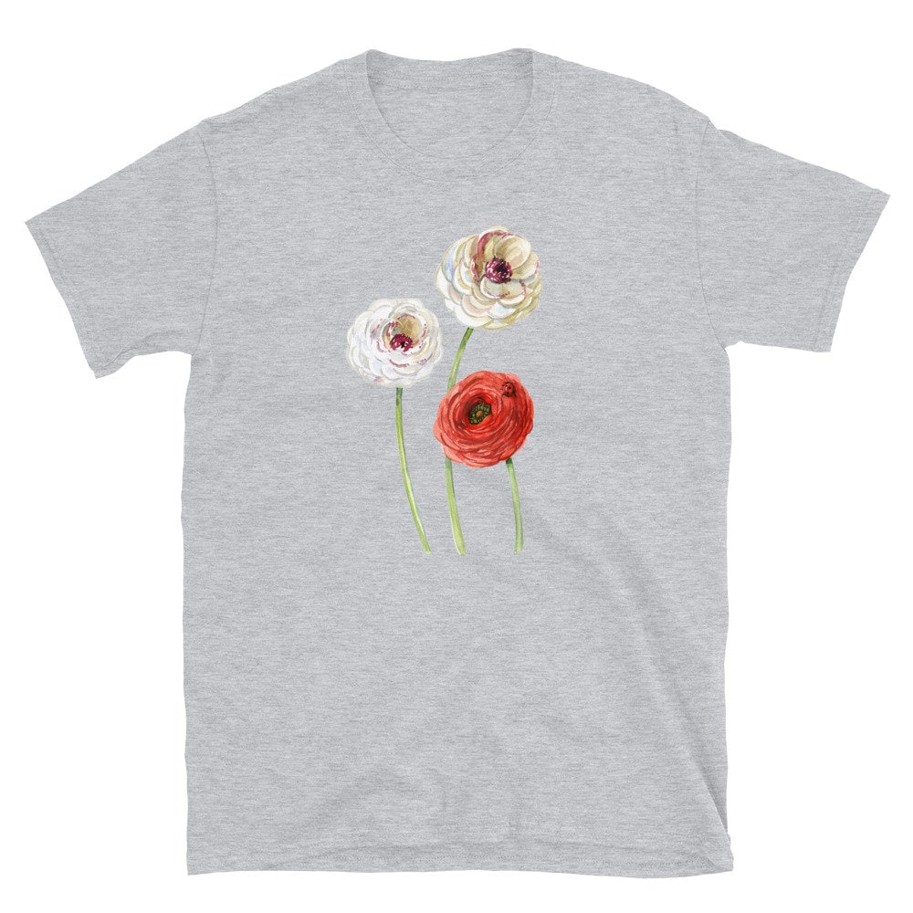 Flower Shirt Botanical Shirt Flower T Shirt Red Flower - Etsy