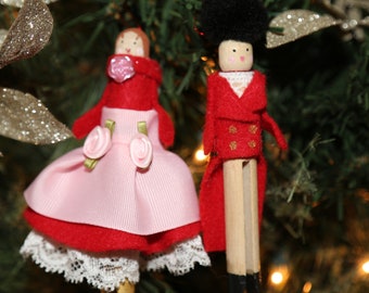 Christmas Ornament,Handmade Christmas Dolls Ornament,Family Holiday Gift,Wooden Clothes Pin Ornament ,Angel Ornament,Handmade Doll Ornament
