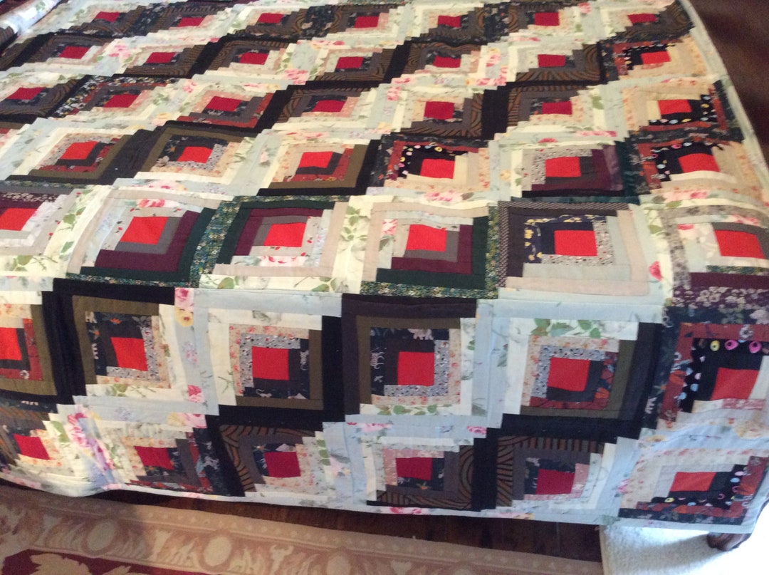 Log Cabin Quilt King Size Etsy