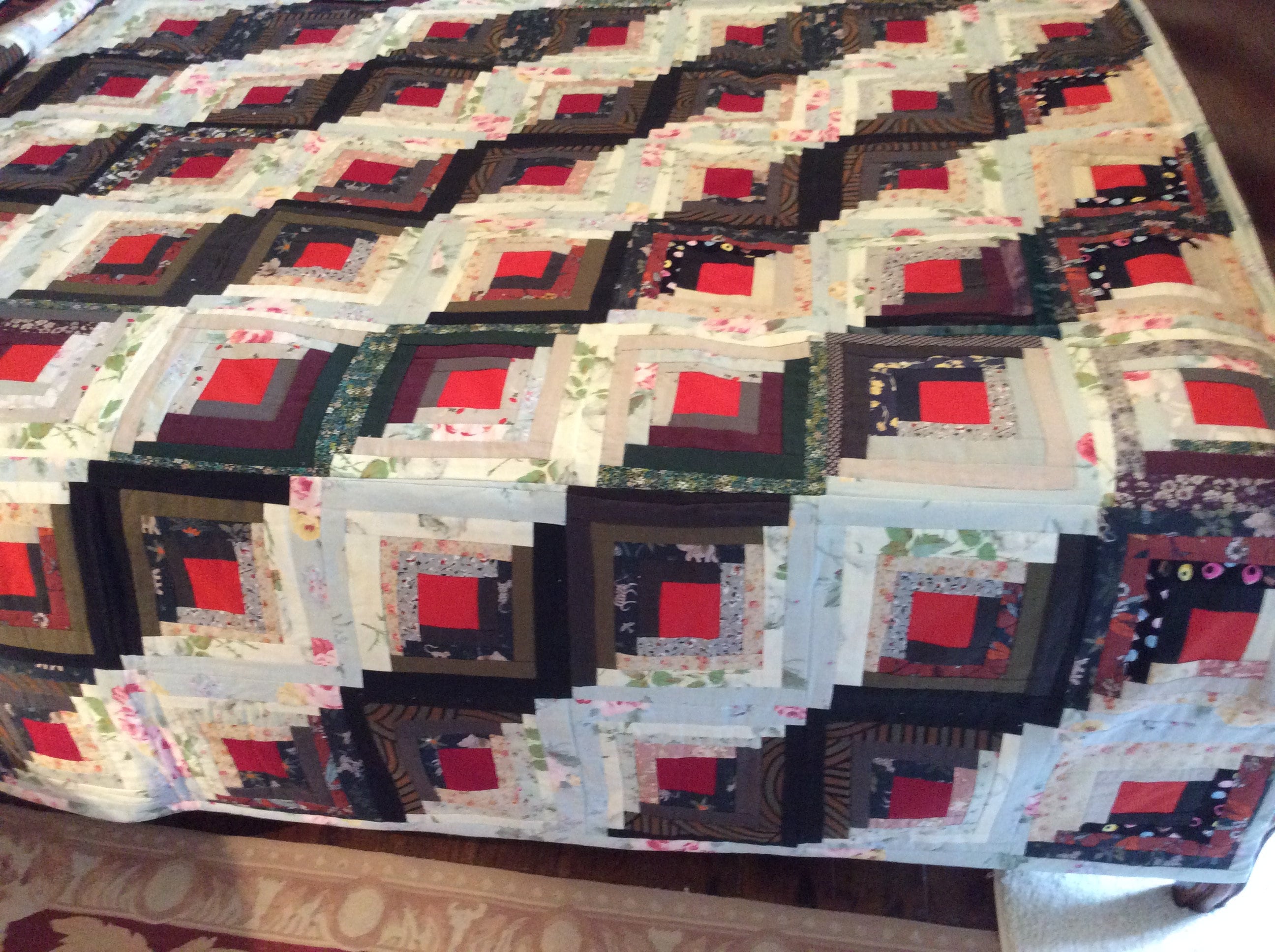 Log Cabin Quilt King Size Etsy