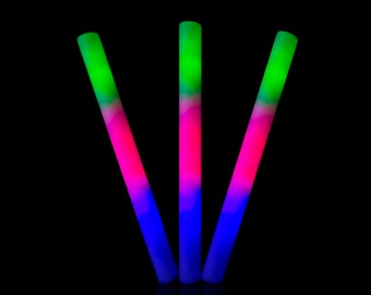 Pack of 4 Premium 18" Flashing LED Multi Coloured Glow in the Dark Foam Stick Perfect for Parties Stick or Sensory Resource Children Adults