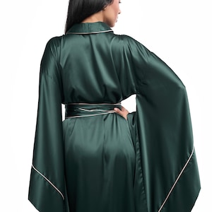 100% Silk Kimono, Silk Dressing Gown, 19 Momme Silk Robe, Kimono Dressing Gown, Wide Sleeve Robe, Long Dressing Gown, Japanese Kimono