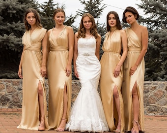 affordable gold bridesmaid dresses