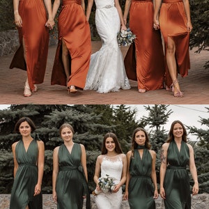 Multiway Dress, Rust Bridesmaid Dress, Satin Bridesmaid Dress, Infinity Dress Silk Bridesmaid Dresses Long Copper Bronze Brown Evening Dress image 4