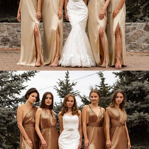 Bridesmaid Dress, Multiway Dress, Infinity Dress, Satin Bridesmaid Dress, Silk Bridesmaid Dress Green Long Evening Formal Bridesmaid Dresses zdjęcie 4