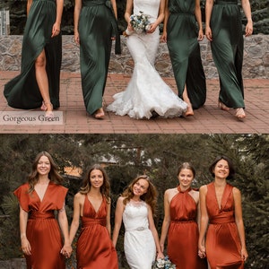 Multiway Dress, Rust Bridesmaid Dress, Satin Bridesmaid Dress, Infinity Dress Silk Bridesmaid Dresses Long Copper Bronze Brown Evening Dress image 4