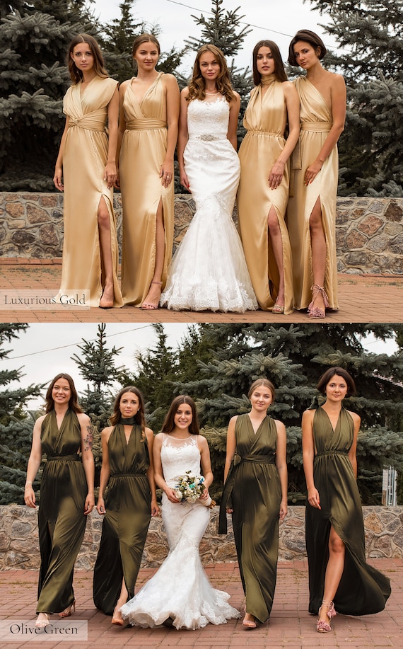 gold satin bridesmaid dresses