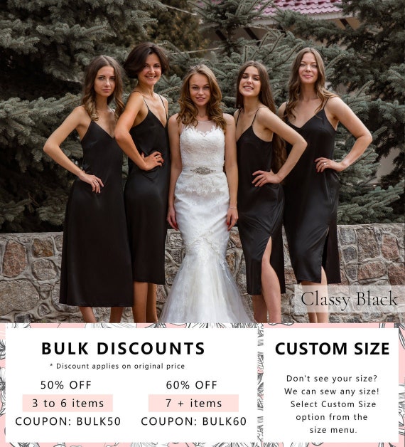 Silk Bridesmaid Dress Black Sexy Unique 