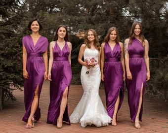 Brautjungfer Kleid, Multiway Kleid, Lila Brautjungfer Kleid, Infinity Kleider, Flieder Lavendel Mauve Seide Brautjungfer Kleid, Satin Abendkleid