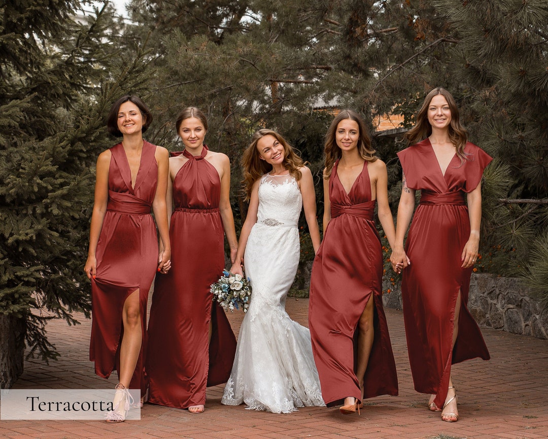 Vestido de dama de honor color terracota, vestidos de dama de