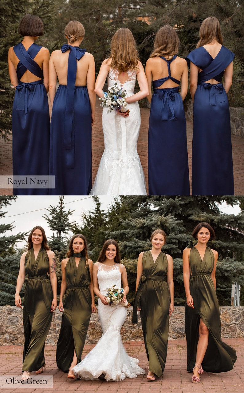 Sage Green Bridesmaid Dress, Multiway Dress, Satin Bridesmaid Dress, Infinity Dress, Green Long Dress Autumn Fall Dress Formal Evening Prom image 5