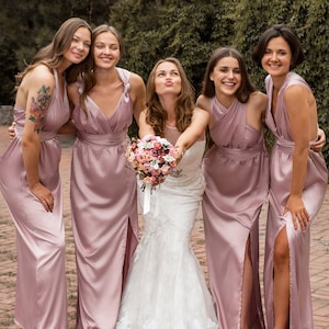 Satin Bridesmaid Dress, Multiway Dress, Dusty Rose Bridesmaid Dress, Infinity Dress, Silk Bridesmaid Dresses Blush Pink Mauve Lavender Lilac