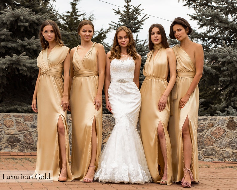 Multiway Bridesmaid Dress  Blush Pink Dress  Long Infinity Luxurious Gold