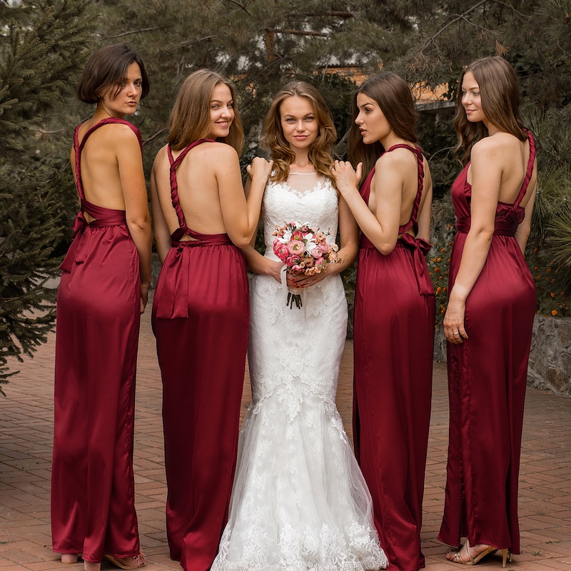 Triangle Multi Wear Convertible Bridesmaid Dresses Red