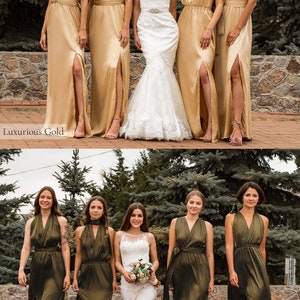 Bridesmaid Dress, Multiway Dress, Infinity Dress, Satin Bridesmaid Dress, Silk Bridesmaid Dress Green Long Evening Formal Bridesmaid Dresses image 2