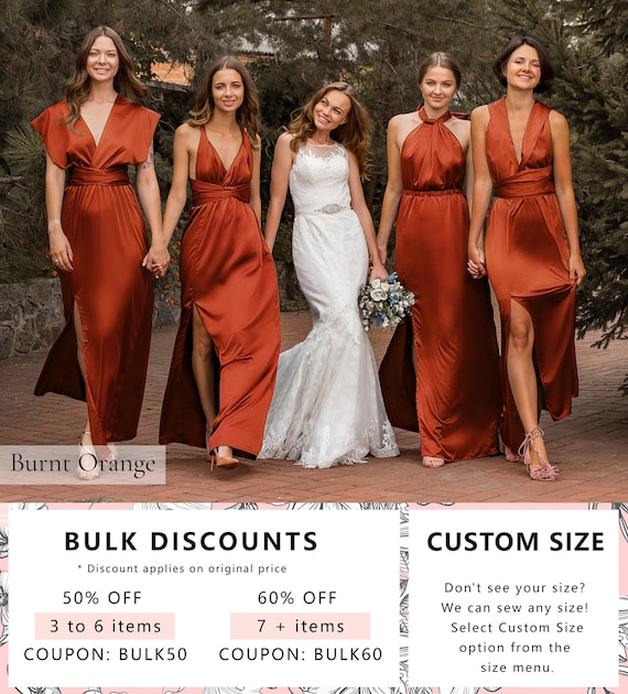 Burnt Orange Bridesmaid Dress Multiway Dress Satin - Etsy Canada