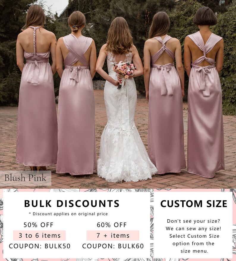 Multiway Bridesmaid Dress  Blush Pink Dress  Long Infinity Blush Pink