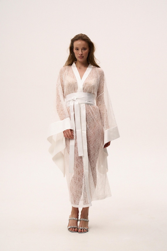 sheer lace dressing gown Amazon.com: BATHGOWN Leaf Flower Lace Wedding Robe, Tulle White Sheer Lingerie Robe, Floor Length Photo Shoot Bridal Gown : Clothing, Shoes & Jewelry