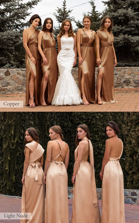 gold bridesmaid dresses