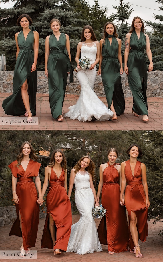Fabric Swatches Satin Bridesmaid Dress Silk Infinity Dress Fabric Sample Burnt Orange Green Olive Green Gold Copper Nude More Etsy