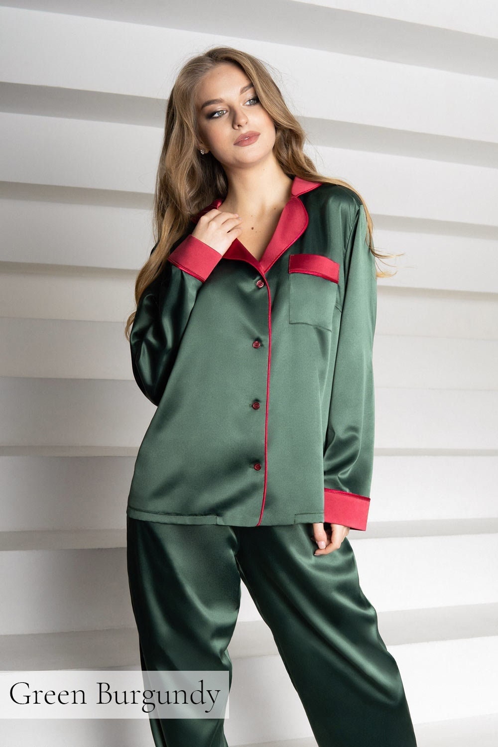  discountstore145 Men Imitation Silk Pajama Set Print