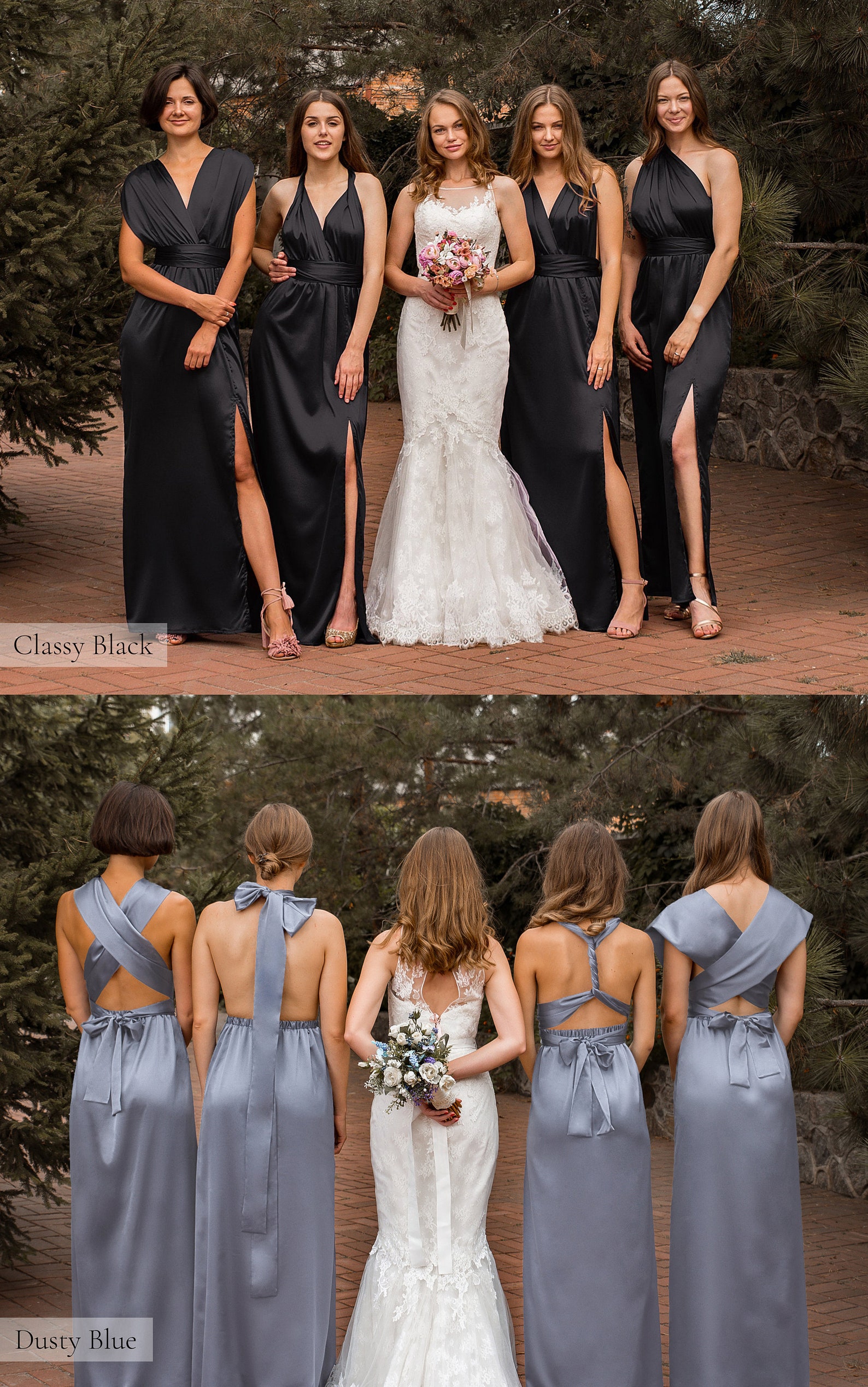 Multiway Gold Nude Bridesmaid Dress Long Silk Infinity Prom Etsy