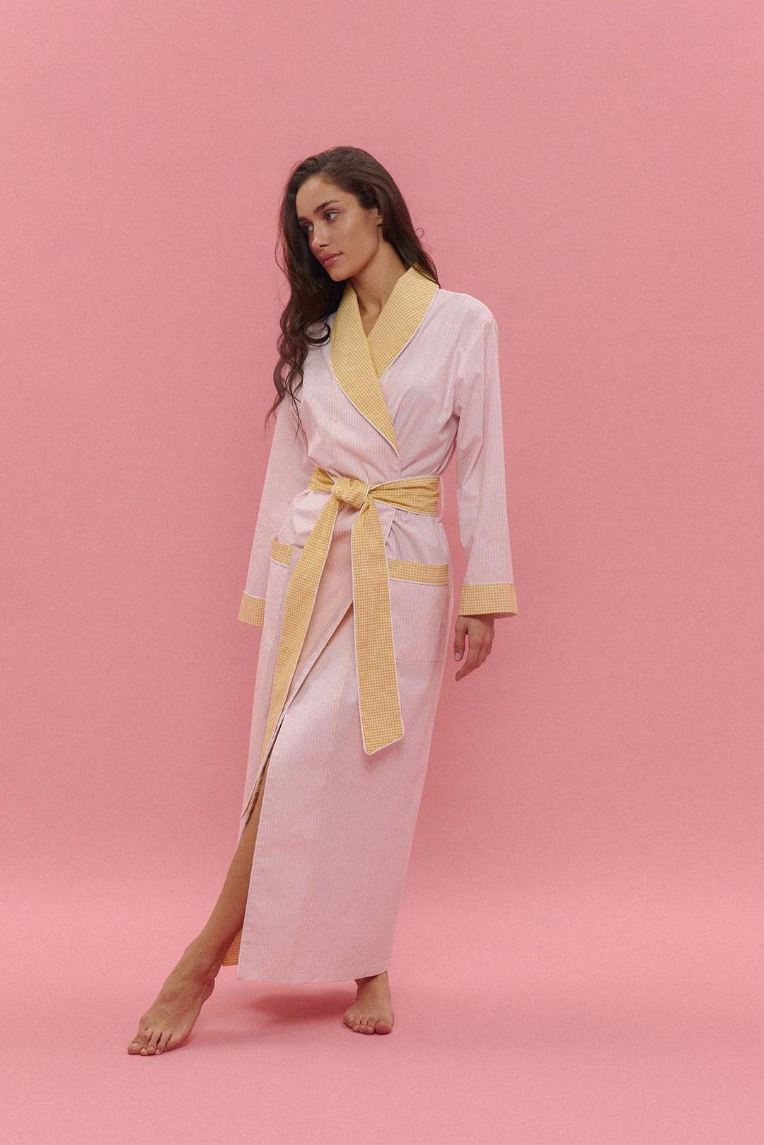 pink cotton dressing gown Derek Rose Women's Dressing Gown Paris Cotton Jacquard Red Rose