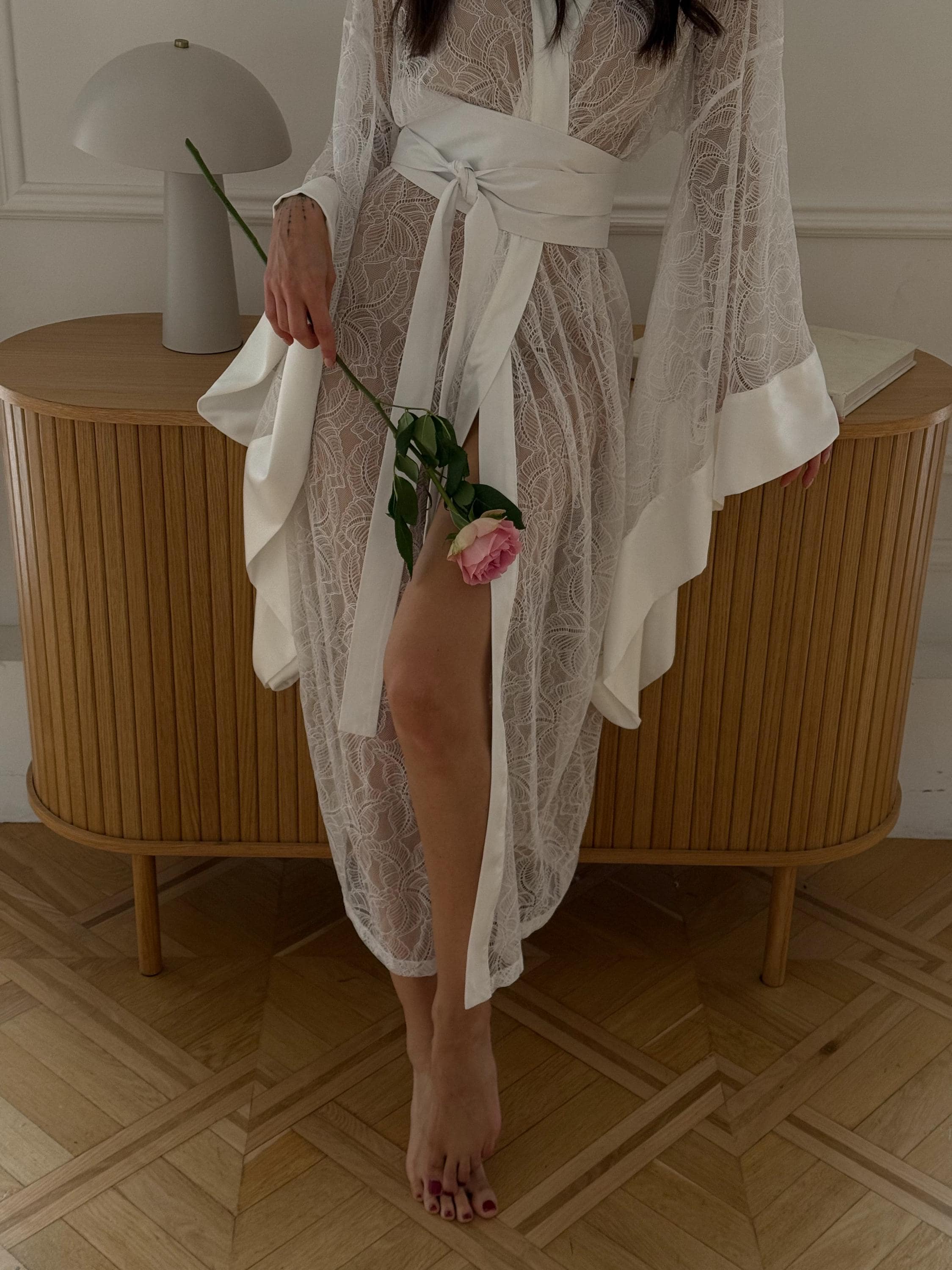 Shear Through See Through Robe, Sheer Robe, Lace Dressing Gown, See Through Lingerie ...
