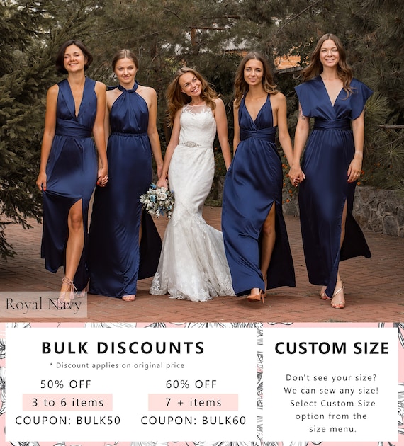 Silk Bridesmaid Dress Navy Blue Satin 