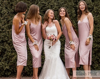 Bridesmaid Dress, Silk Dress, Silk Slip Dress, Summer Dress, Silk Nightgown, Bridesmaid Dresses, Wedding Guest Dress Midi Dress Womens