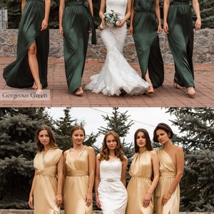 Sage Green Bridesmaid Dress, Multiway Dress, Satin Bridesmaid Dress, Infinity Dress, Green Long Dress Autumn Fall Dress Formal Evening Prom image 3