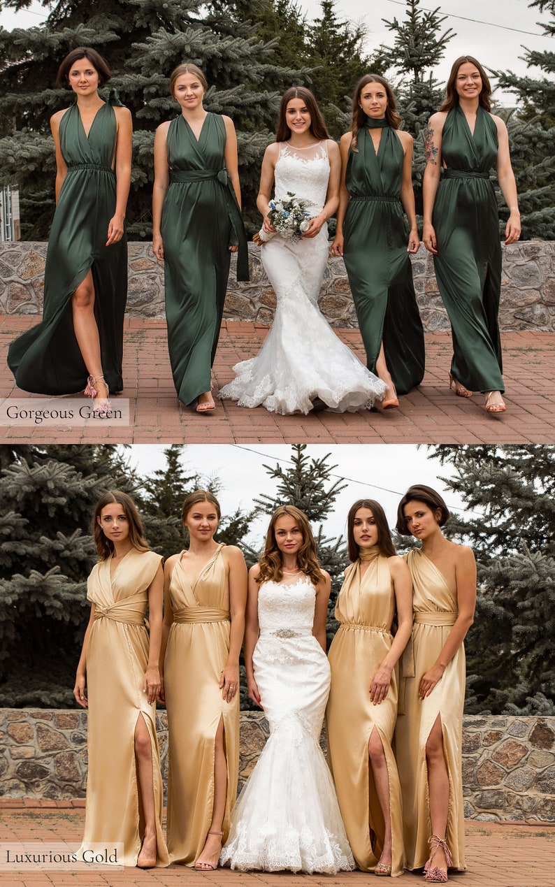 Sage Green Bridesmaid Dress, Multiway Dress, Satin Bridesmaid Dress, Infinity Dress, Green Long Dress Autumn Fall Dress Formal Evening Prom image 3