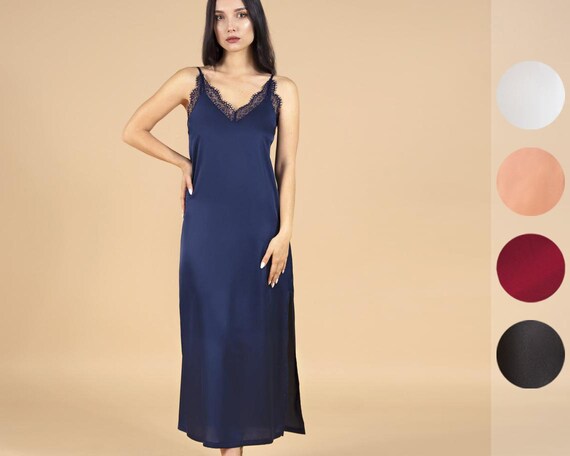 navy satin nightdress
