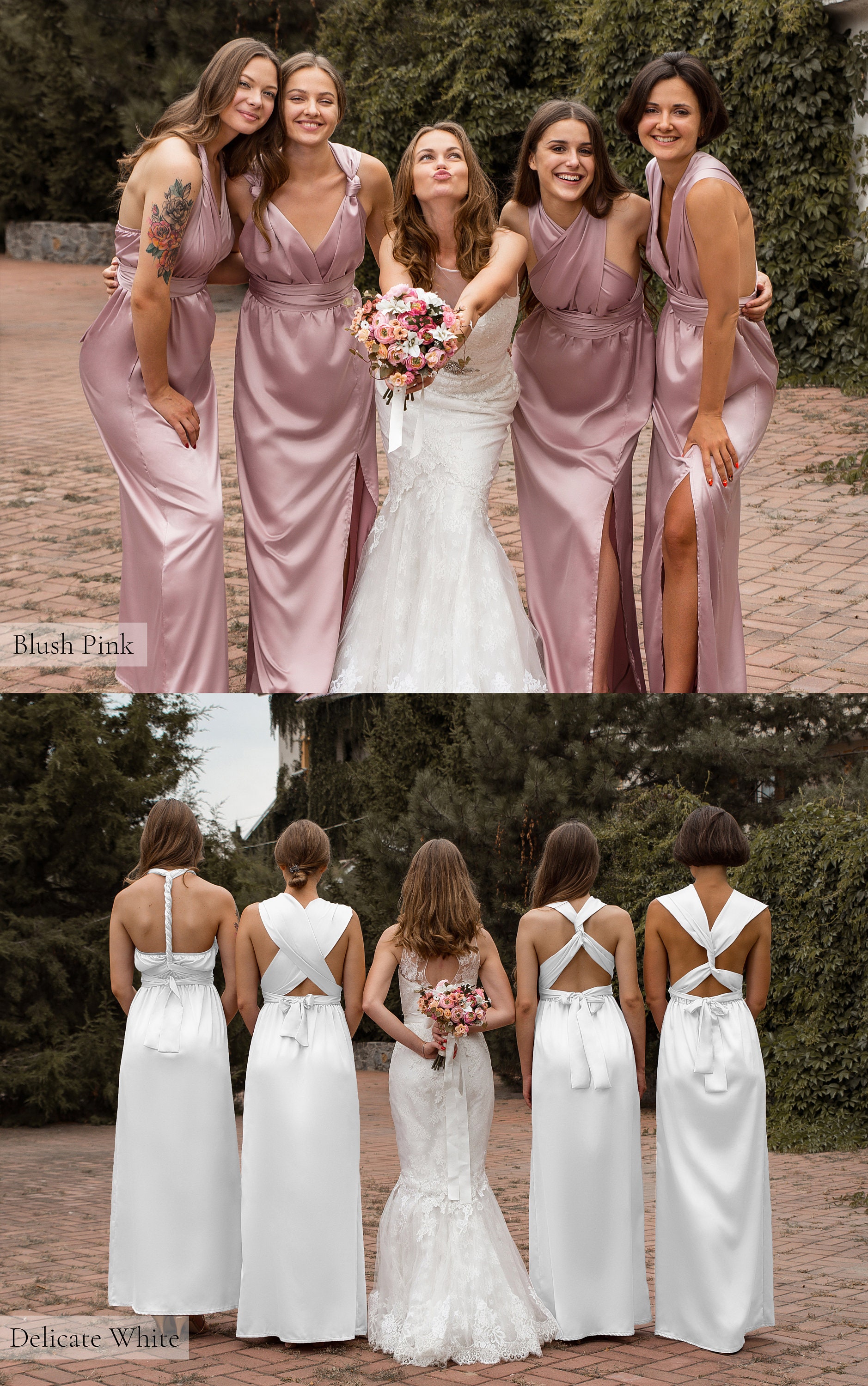 Dusty Blue Bridesmaid Dress, Multiway Dress, Satin Bridesmaid Dress,  Infinity Dress, Silk Bridesmaid Dress, Slate Blue Light Blue Evening