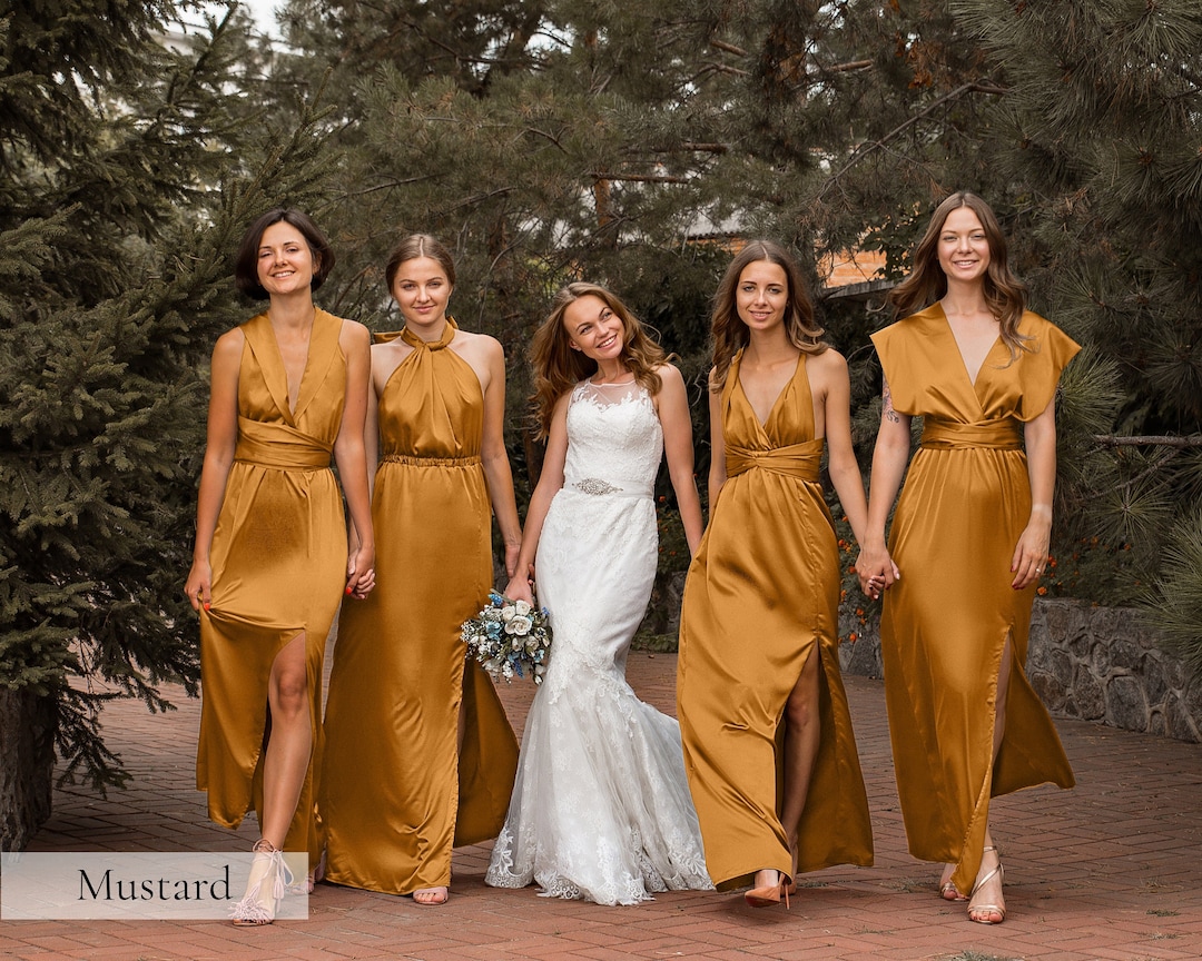 Abito da damigella color senape, abiti da damigella, abito