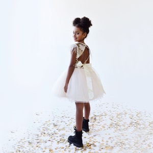 Gold Sequin  Flower Girl Dress Gold Tutu Girl Dress Tulle Girl Dress Birthday Party Girl Dress Baby Dress  Princess Dress  First Birstday
