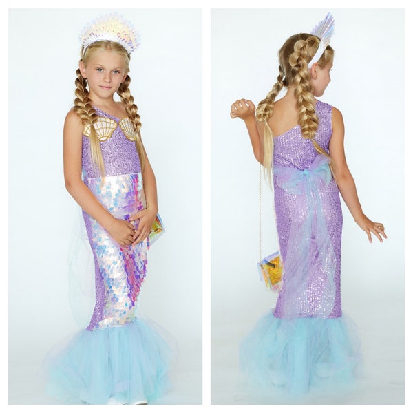 Little lilac mermaid costume Birthday sequin mermaid dress