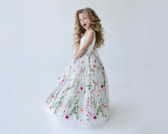 Boho Flower Girl Dress  Girl  Lace Girl  Dress Tulle Dress Girl  Ball Gown Dress  Birthday Dress