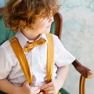 Mustard Boys Linen Suit Classic Elegance for Your Dapper Little Gentleman Ring Bearer Outfit, Boys Wedding & Christening Suit image 7