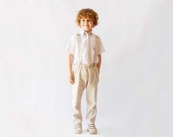 Beige Boys Linen Suit - the Ideal Choice for Your Little Gentleman! - Ring Bearer Outfit, Christening & Wedding Attire